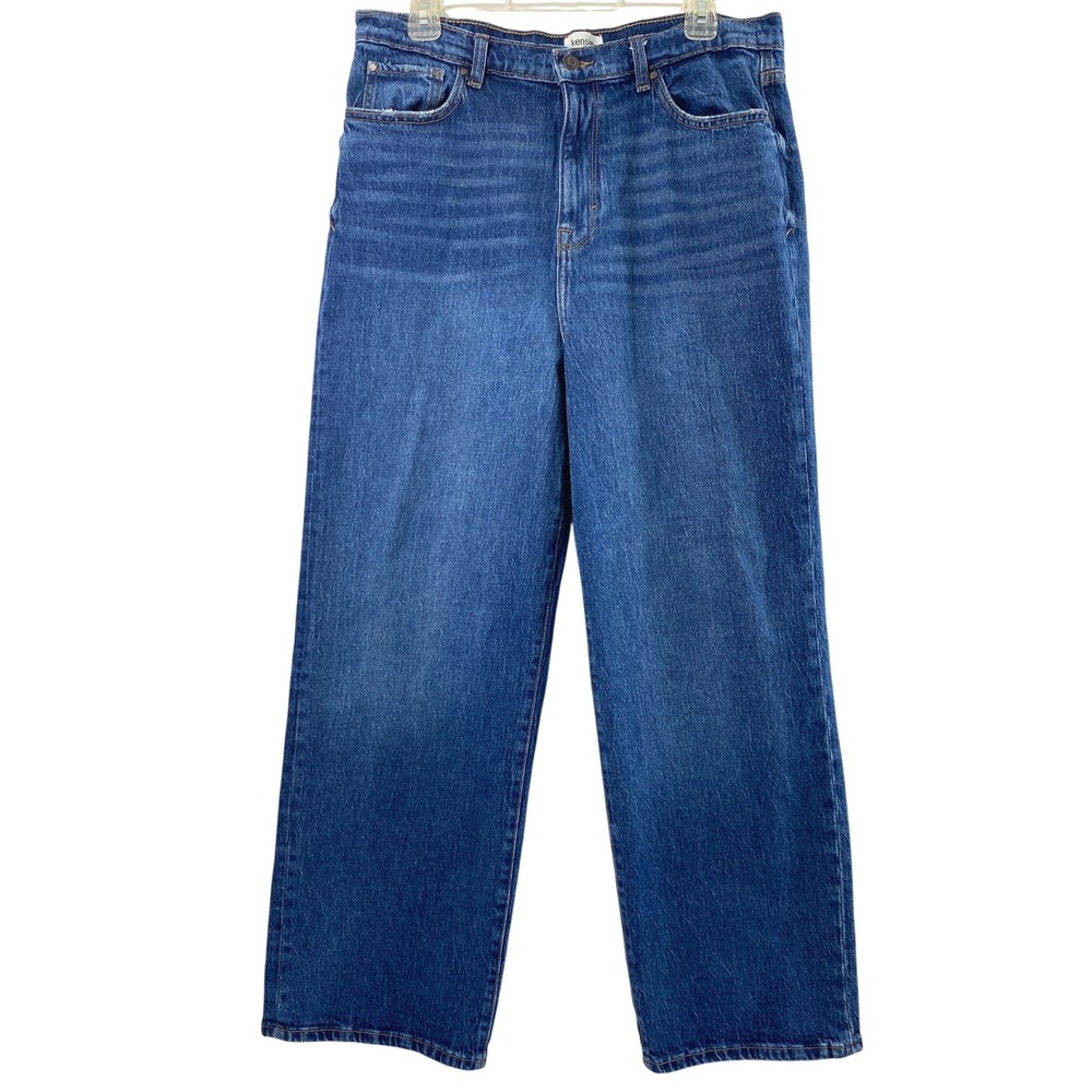 Kensie Jeans Women 33 Hannah Slouchy Straight High Rise Denim Wide Leg Pants